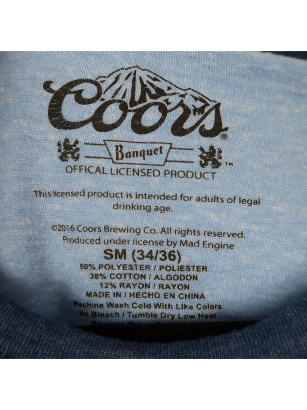 ✨3/$30 Coors Banquet Womens S M Blue Cropped Ringer T-Shirt Vintage Style Top - Picture 2 of 4